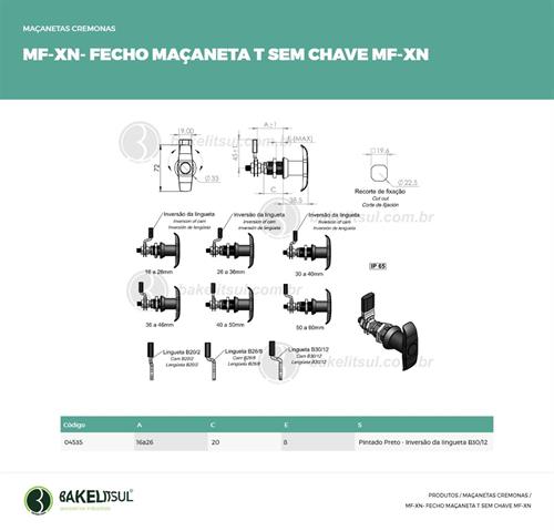 MAÇANETA DE FECHAMENTO T COM LINGUETA MF-XN 04535 