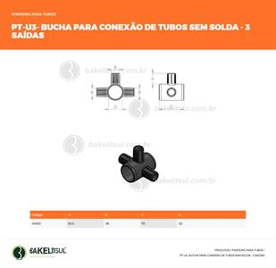 BUCHA PARA CONEXÃO DE TUBOS SEM SOLDA 3 SAÍDA 04612 