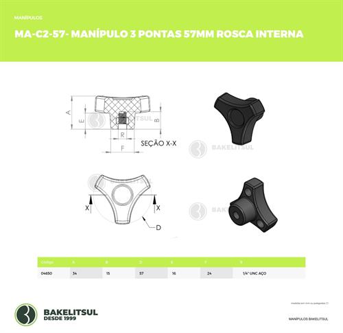 MANÍPULO 3 PONTAS 57MM ROSCA INTERNA 04650 F3 00969 