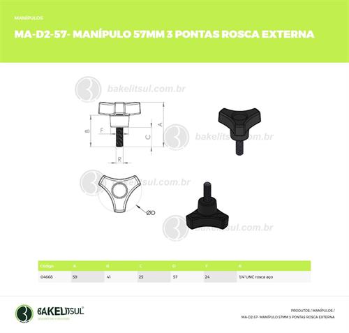 MANÍPULO 3 PONTAS 57MM ROSCA EXTERNA 04668 F3 00987 
