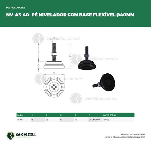 PÉ NIVELADOR ROSCA EXTERNA BASE 40 FLEXÍVEL 04704 F3 01023 