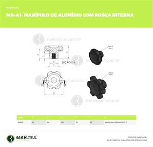 MANÍPULO DE ALUMÍNIO 105MM ROSCA INTERNA 04840 