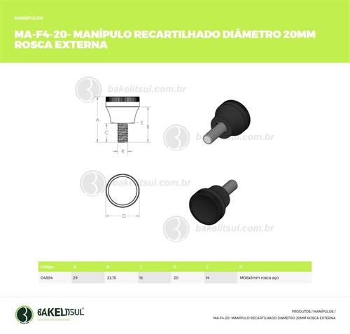 MANÍPULO RECARTILHADO 20MM ROSCA EXTERNA 04884 F3 01403 
