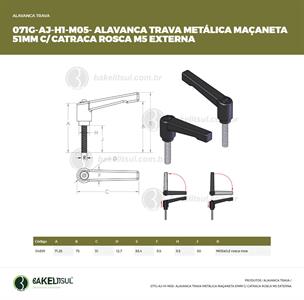AJUSTADOR ALAVANCA TRAVA 51mm METÁLICA ROSCA EXTERNA-M5 04891 F3 01797 