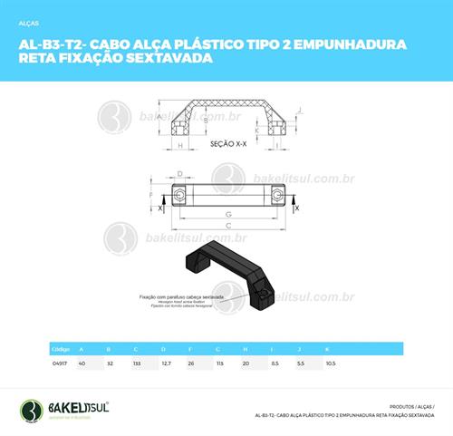 CABO ALÇA PLÁSTICO TIPO 2 FIXAÇÃO SEXTAVADA 04917 