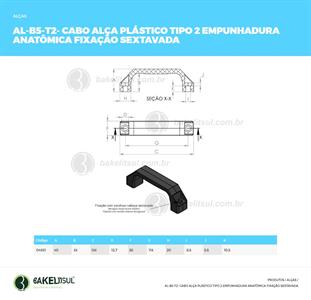 CABO ALÇA PLÁSTICO TIPO 2 ANATÔMICO FIXAÇÃO SEXTAVADA 04921 F3 01612 