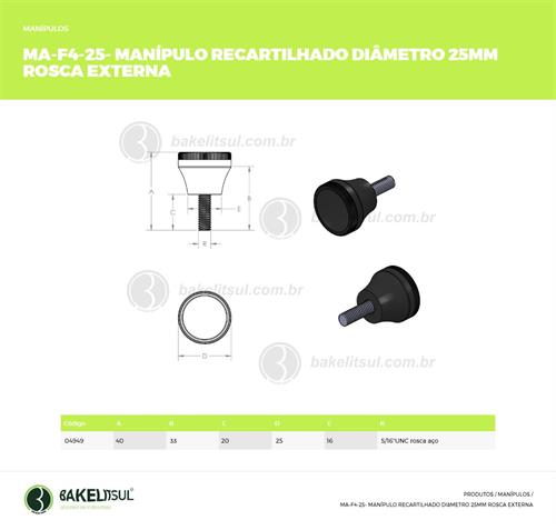 MANÍPULO RECARTILHADO 25MM ROSCA EXTERNA 04949 F3 01645 
