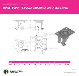 SUPORTE GIRATÓRIO INOX PLACA LINHA LEVE  05030 