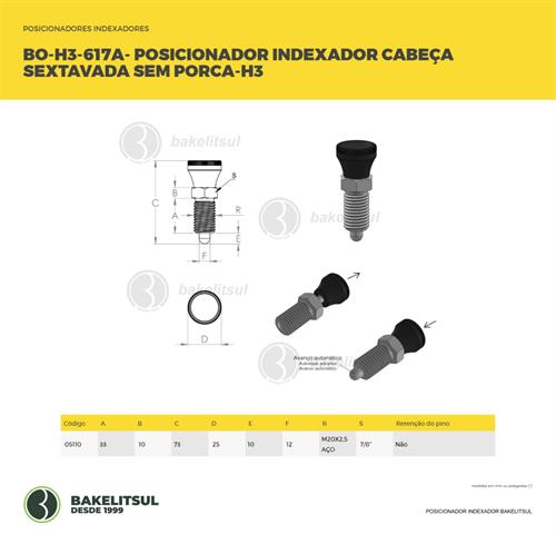 POSICIONADOR INDEXADOR H3 SEXTAVADO SEM PORCA 05110 