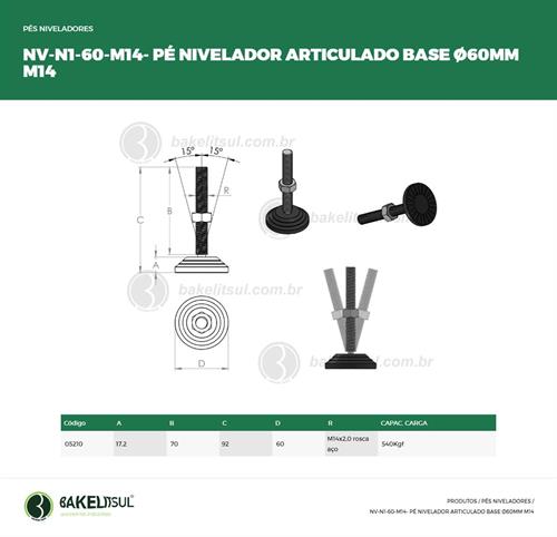 PÉ NIVELADOR ARTICULADO N1 BASE 60 M14 05210 F3 01778 