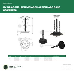 PÉ NIVELADOR ARTICULADO N2 BASE 80 M10 05233 F3 02140 