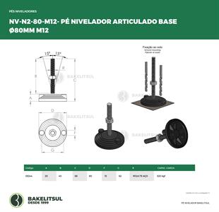 PÉ NIVELADOR ARTICULADO N2 BASE 80 M12 05244 F3 02151 