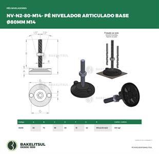 PÉ NIVELADOR ARTICULADO N2 BASE 80 M14 05255 F3 02162 