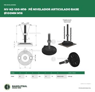 PÉ NIVELADOR ARTICULADO N2 BASE 100 M16 05285 F3 02192 