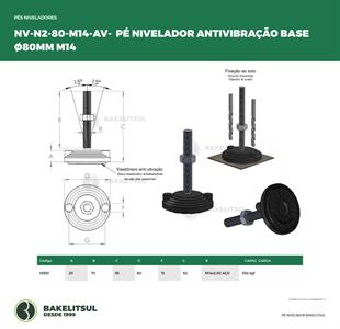 PÉ NIVELADOR ARTICULADO ANTI VIBRAÇÃO N2 BASE 80 M14 05551 F3 02850 