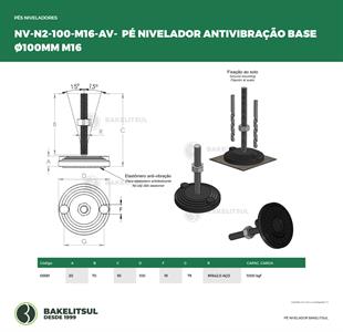 PÉ NIVELADOR ARTICULADO ANTI VIBRAÇÃO N2 BASE 100 M16 05581 F3 02880 