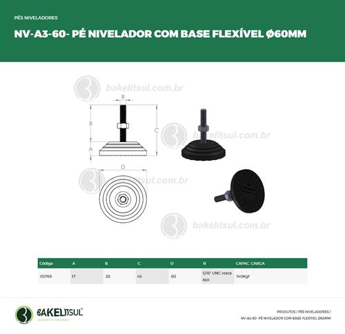 PÉ NIVELADOR ROSCA EXTERNA BASE 60 FLEXÍVEL 05769 F3 02618 