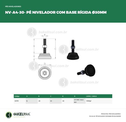 PÉ NIVELADOR ROSCA EXTERNA BASE 30 RÍGIDA 05791 F3 02640 