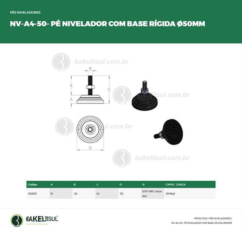 PÉ NIVELADOR ROSCA EXTERNA BASE 50 RÍGIDA 05806 F3 02655 