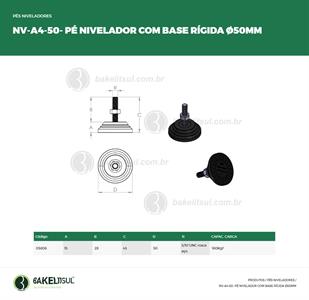 PÉ NIVELADOR ROSCA EXTERNA BASE 50 RÍGIDA 05806 F3 02655 