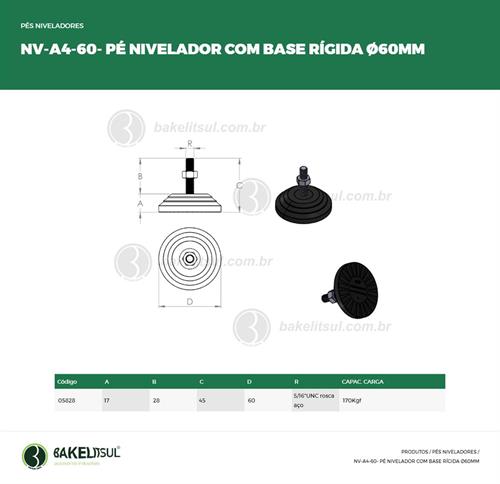 PÉ NIVELADOR ROSCA EXTERNA BASE 60 RÍGIDA 05828 F3 02677 