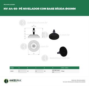 PÉ NIVELADOR ROSCA EXTERNA BASE 60 RÍGIDA 05828 F3 02677 