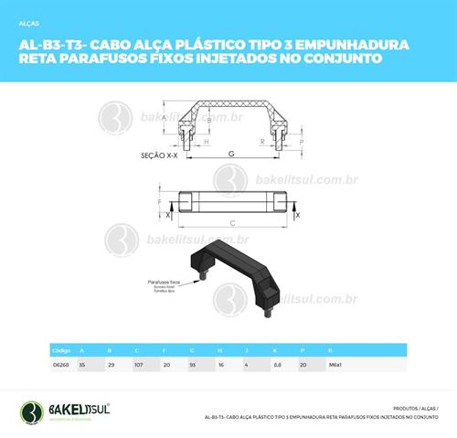 ALÇA PLÁSTICA TIPO 3 PARAFUSOS FIXOS 06268 