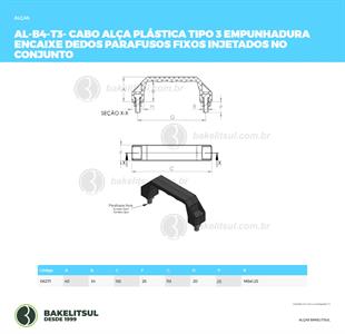 ALÇA PLÁSTICA TIPO 3 ENCAIXE DEDOS PARAFUSOS FIXOS 06271 F3 01984 