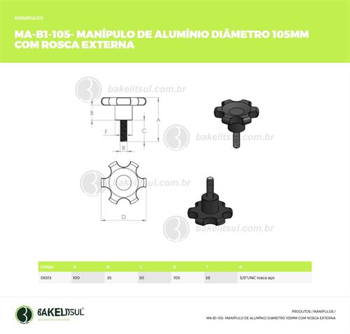 MANÍPULO DE ALUMÍNIO 105MM ROSCA EXTERNA 06313 F3 03426 