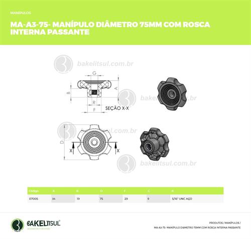 MANÍPULO 75MM ROSCA INTERNA PASSANTE 07005 F3 04596 