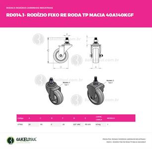 RODÍZIO FIXO ROSCA LINHA LEVE 40KGF TP-FRLL 07168 