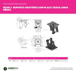 SUPORTE GIRATÓRIO PLACA TRAVA LINHA MÉDIA  07172 