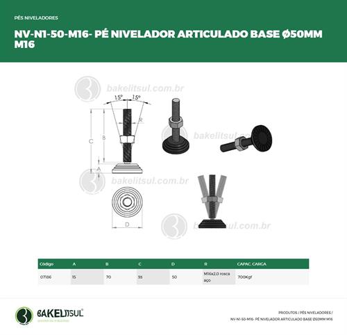 PÉ NIVELADOR ARTICULADO N1 BASE 50 M16 07186 F3 04460 