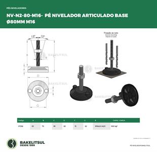 PÉ NIVELADOR ARTICULADO N2 BASE 80 M16 07256 F3 04809 