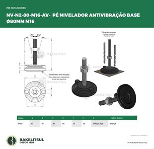 PÉ NIVELADOR ARTICULADO ANTI VIBRAÇÃO N2 BASE 80 M16 07257 F3 04810 