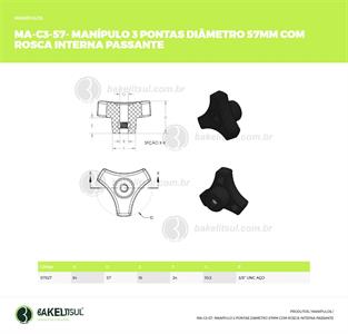MANÍPULO 3 PONTAS 57MM ROSCA INTERNA PASSANTE 07327 F3 05307 