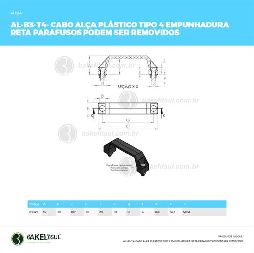 ALÇA PLÁSTICA TIPO 4 PARAFUSOS REMOVÍVEIS 07329 