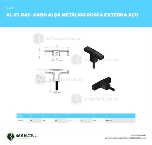 CABO ALÇA METÁLICO TIPO T ROSCA EXTERNA AÇO 07436 