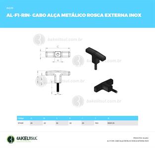 CABO ALÇA METÁLICO TIPO T ROSCA EXTERNA INOX 07499 