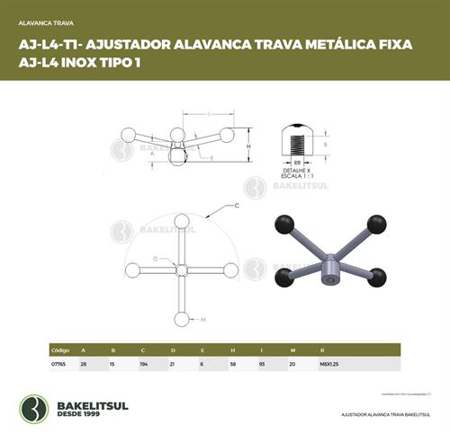 AJUSTADOR ALAVANCA TRAVA METÁLICA FIXA AJ-L4 INOX TIPO 1 07765 F3 06227 