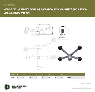 AJUSTADOR ALAVANCA TRAVA METÁLICA FIXA AJ-L4 INOX TIPO 1 07765 F3 06227 