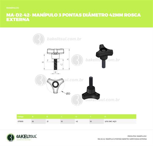 MANÍPULO 3 PONTAS 42MM ROSCA EXTERNA 07800 F3 06337 