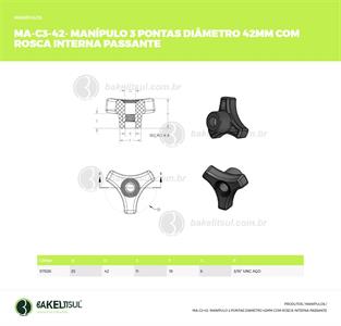 MANÍPULO 3 PONTAS 42MM ROSCA INTERNA PASSANTE 07826 F3 06323 