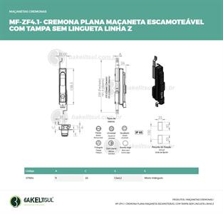 MAÇANETA CREMONA ESCAMOTEÁVEL SEM LINGUETA MF-ZF4.1 07884 