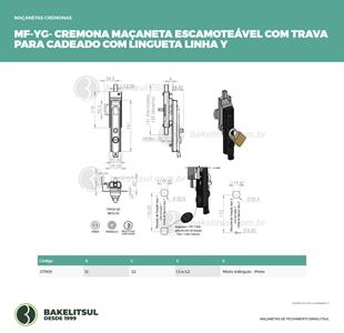 MAÇANETA ESCAMOTEÁVEL TRAVA CADEADO COM LINGUETA MF-YG 07909 