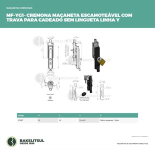 MAÇANETA ESCAMOTEÁVEL TRAVA CADEADO SEM LINGUETA 30%OFF 07927 