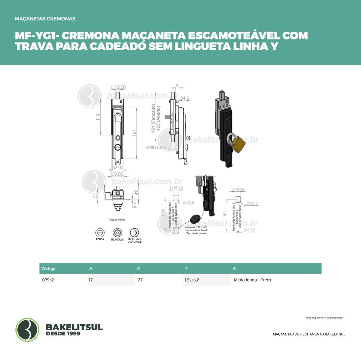 Clique aqui para visualizar a imagem técnica MF-MACANETA-PA-YG1-IN-110-M8-00-RMT-PRETO FENDA C/TRAVA S/LING 25 Clique aqui para visualizar a imagem técnica MF-MACANETA-PA-YG1-IN-110-M8-00-RMT-PRETO FENDA C/TRAVA S/LING 25