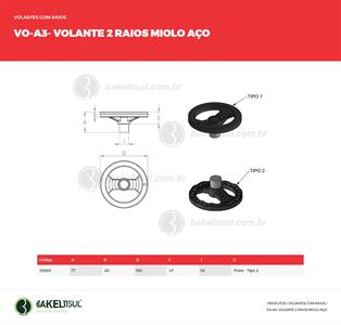 VOLANTE DOIS RAIOS MIOLO AÇO VO-A3 08339 F3 06412 