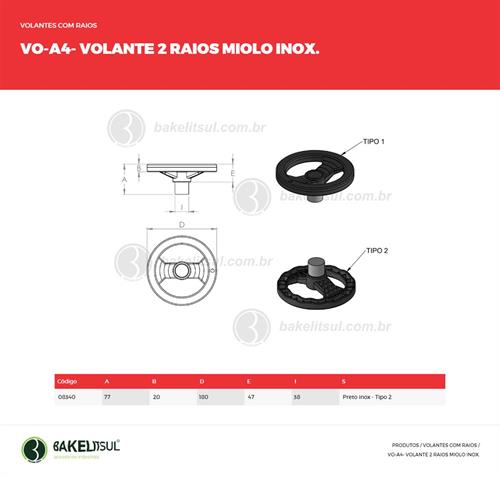 VOLANTE DOIS RAIOS MIOLO INOX VO-A4 08340 F3 06499 