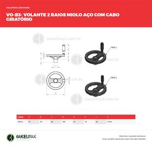 VOLANTE DOIS RAIOS COM CABO MIOLO AÇO VO-B3 08342 F3 06417 